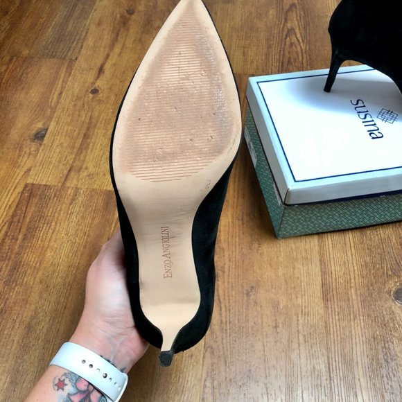 Enzo Angiolini Black Suede Bootie Ankle Boot Black - Picture 5 of 12